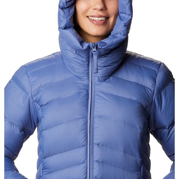 Columbia Women's Hooded Puffer Coat Autumn Mid Jacket Omni Heat Light Blue XS - Picture 4 of 13